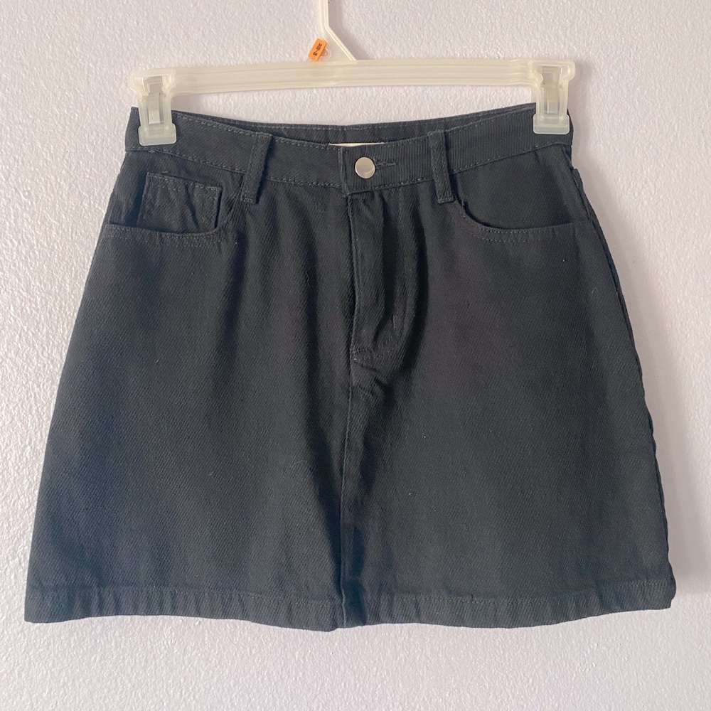 SHOPHERD- High Waist Mini Denim Skirt Black